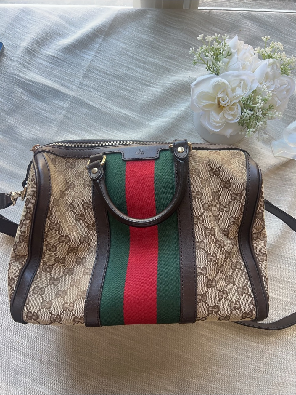 Gucci GG Supreme Medium Boston Bag w/ Strap